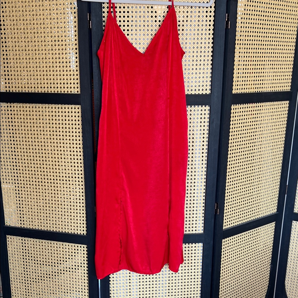 Out from under Red silky slip Dress